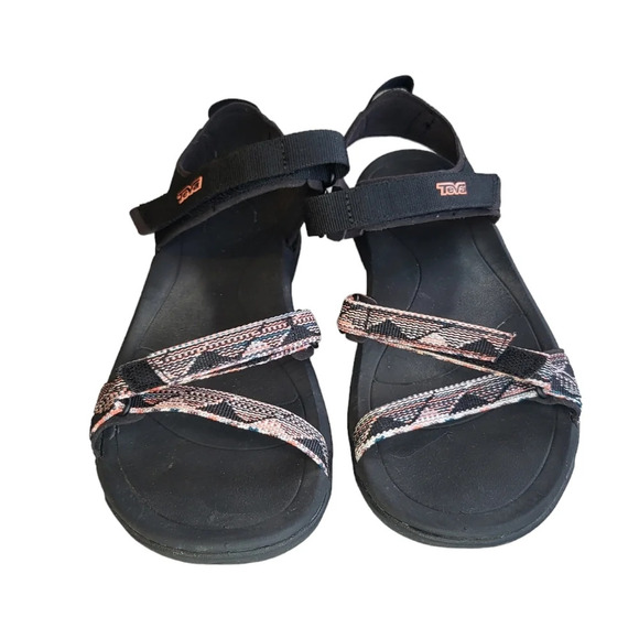 Teva Verra Slides Walking Sandals in Black Salmon - Picture 3 of 10